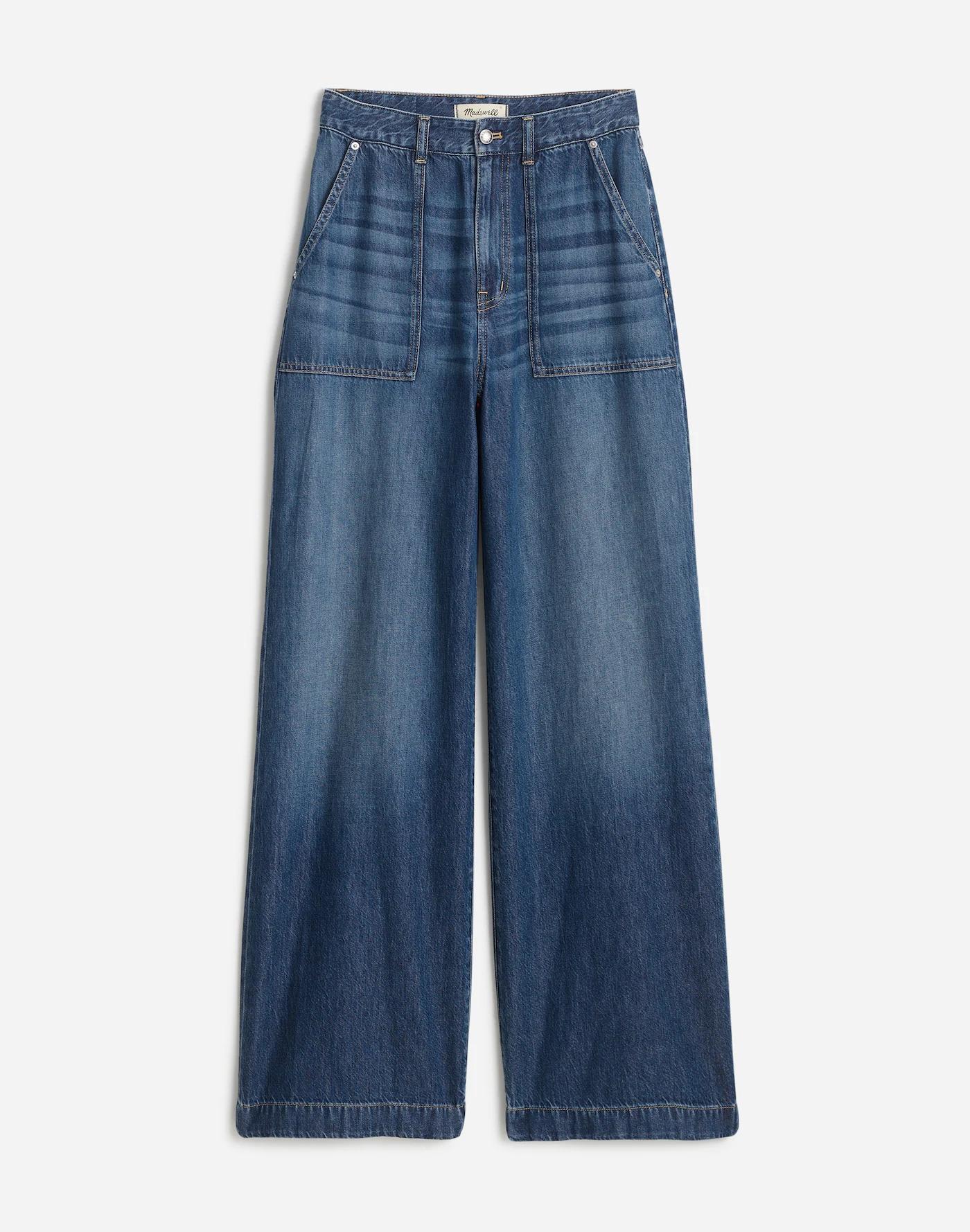 Curvy Superwide-Leg Utility Jeans in Lindewood Wash: Airy Denim Edition Product Image