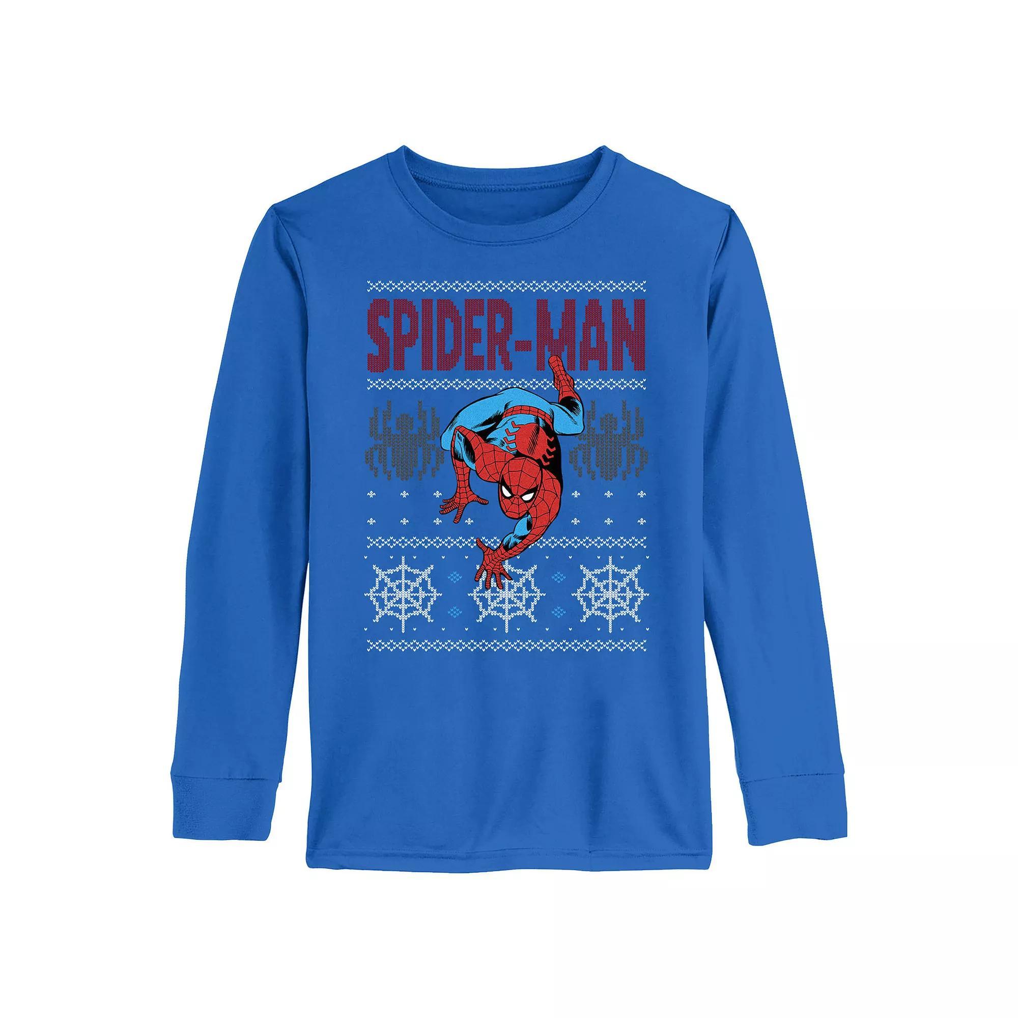 Boys 4-7 Spider-Man Christmas Sweater Long Sleeve Graphic Tee, Boys Product Image
