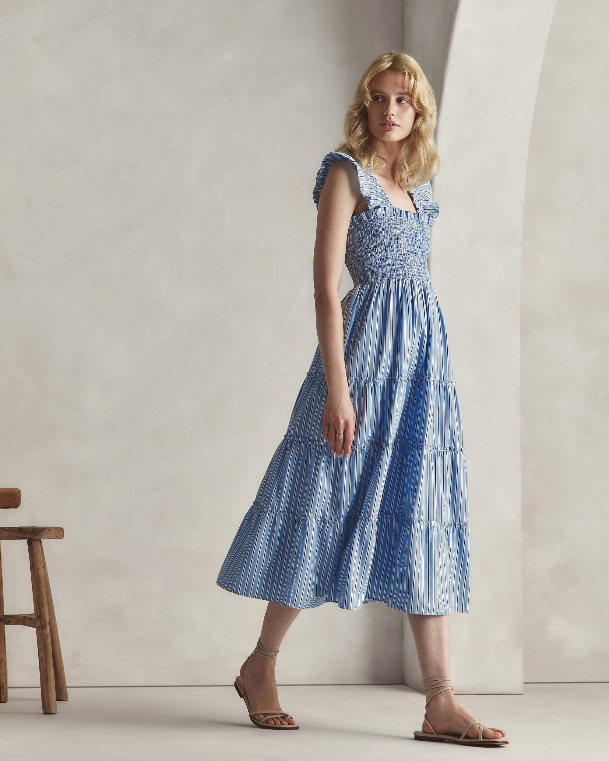 Quince | Women's Smocked Midi Dress Size XS, Organic Cotton Product Image