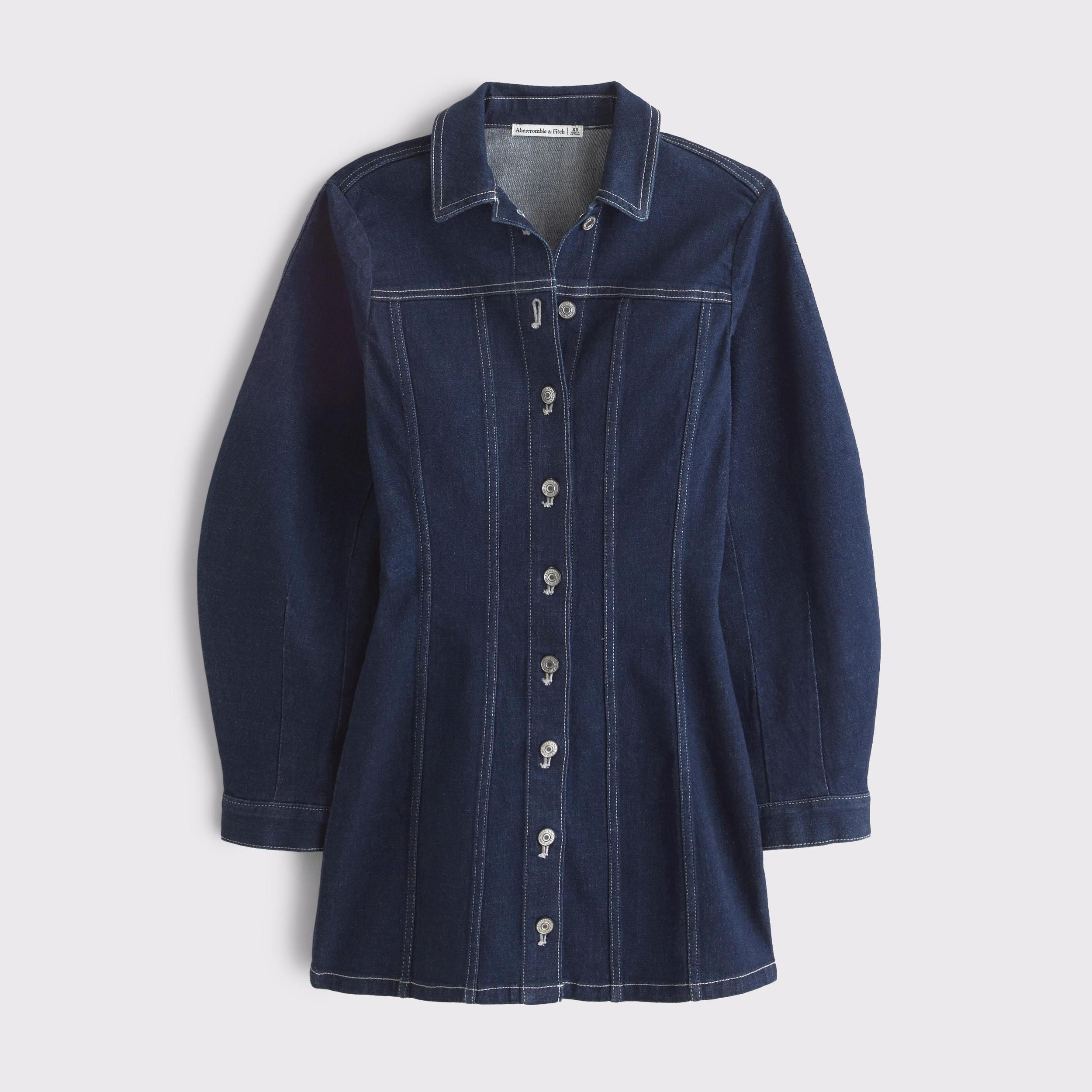 Barrel Sleeve Denim Shirt Dress Product Image