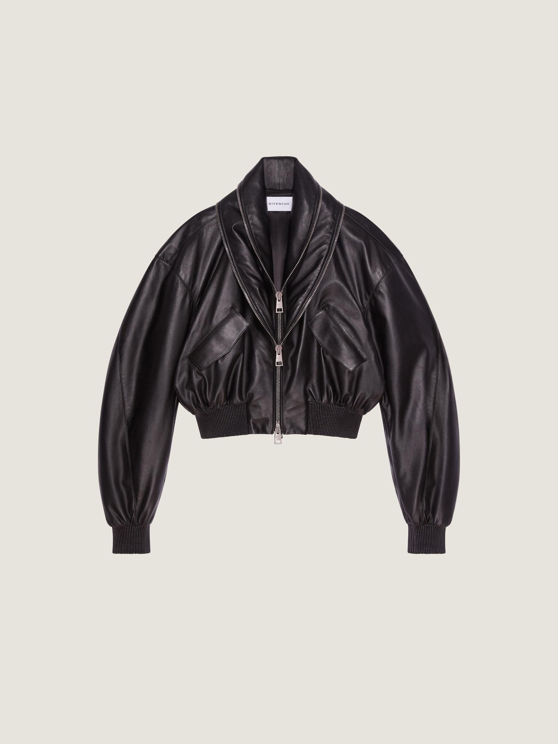 Bomber with zipped shawl collar in nappa leather Product Image
