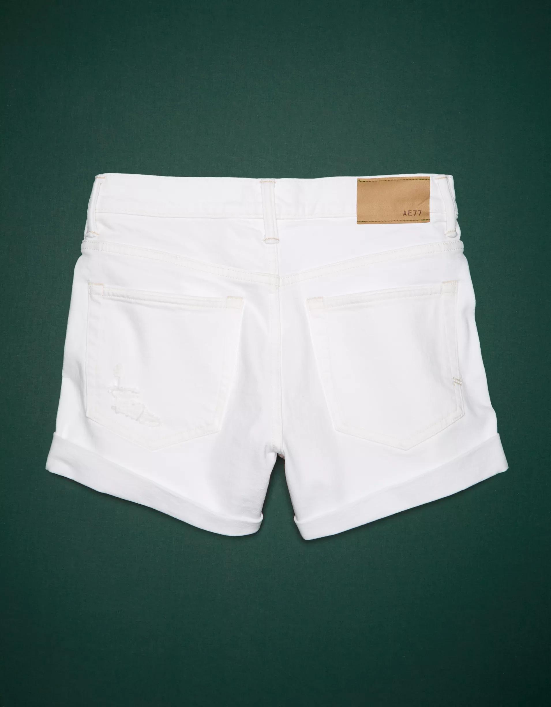 AE77 Premium High-Waisted Cut-Off Denim Short Product Image