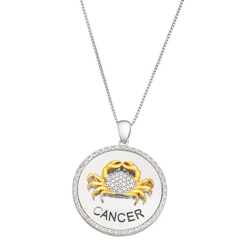 Jewelexcess 1/6 Carat T.W. Diamond Two-Tone Sterling Silver Zodiac Pendant Necklace, Womens Aquarius Product Image