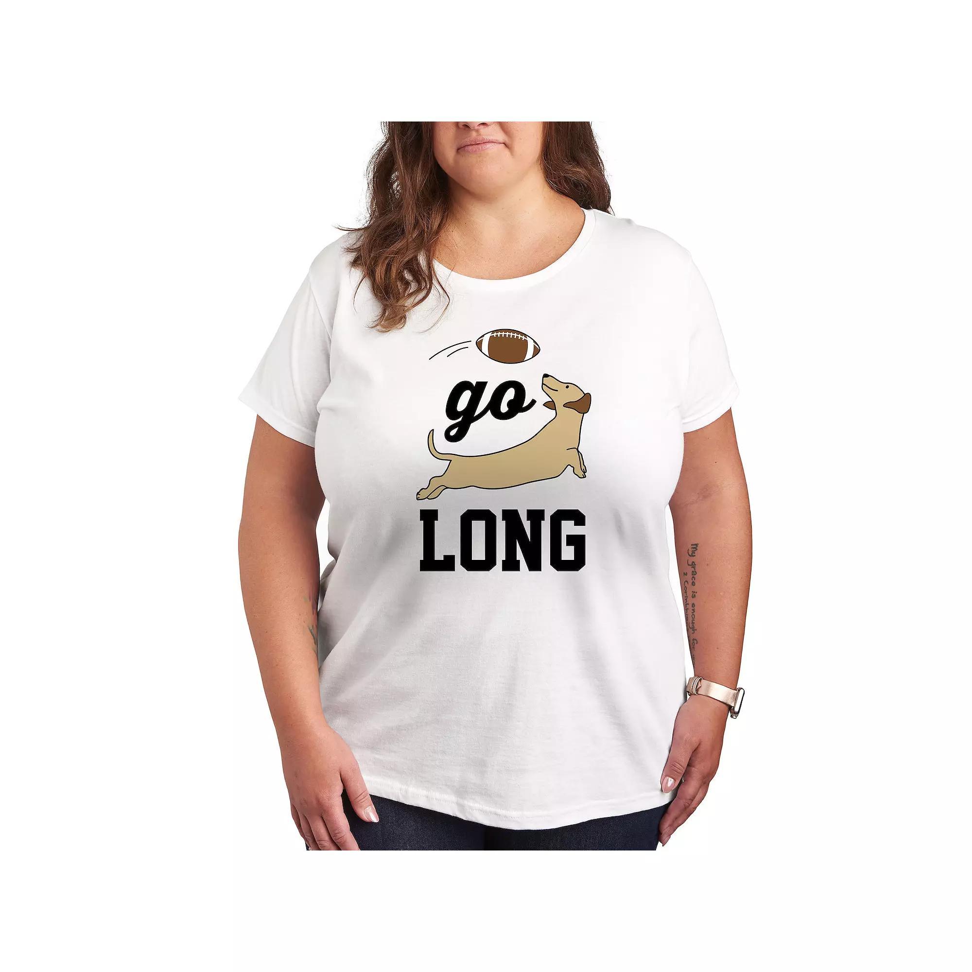 Plus Size Go Long Graphic Tee, Womens Grey Gray Product Image