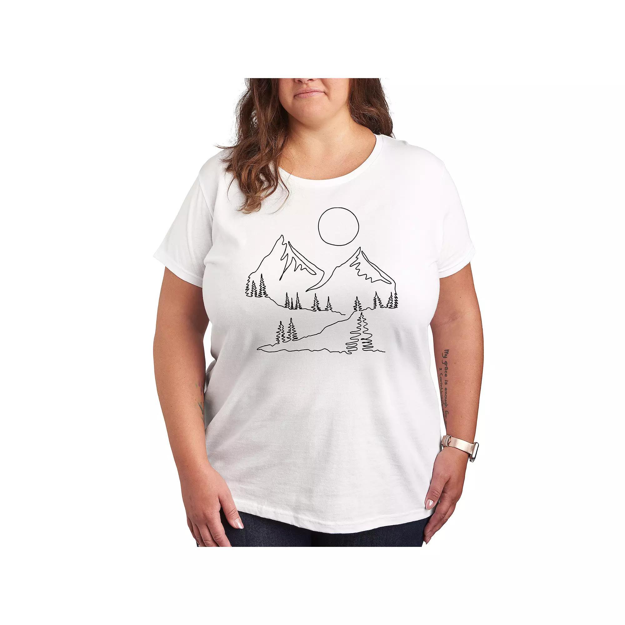 Plus Shamrock Hearts Line Art Graphic Tee, Womens Heather Grey Product Image