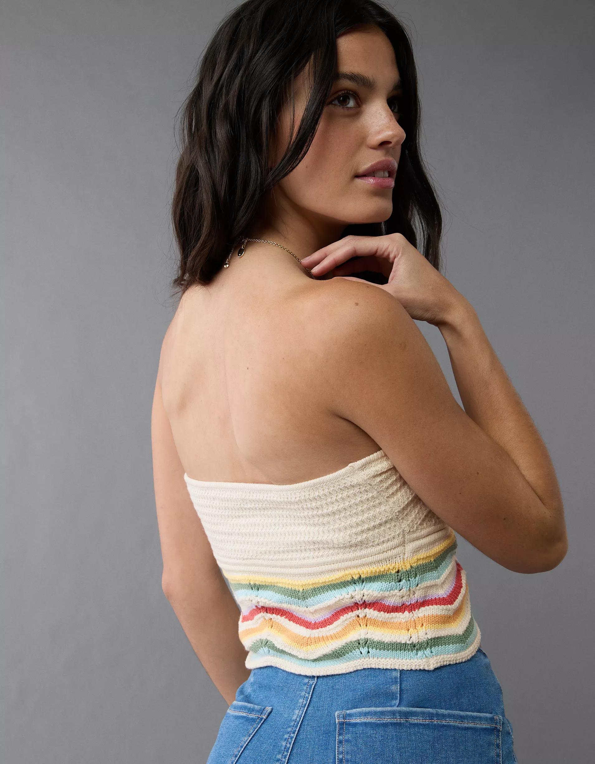 AE Pride Cropped Chevron Crochet Tube Top Product Image