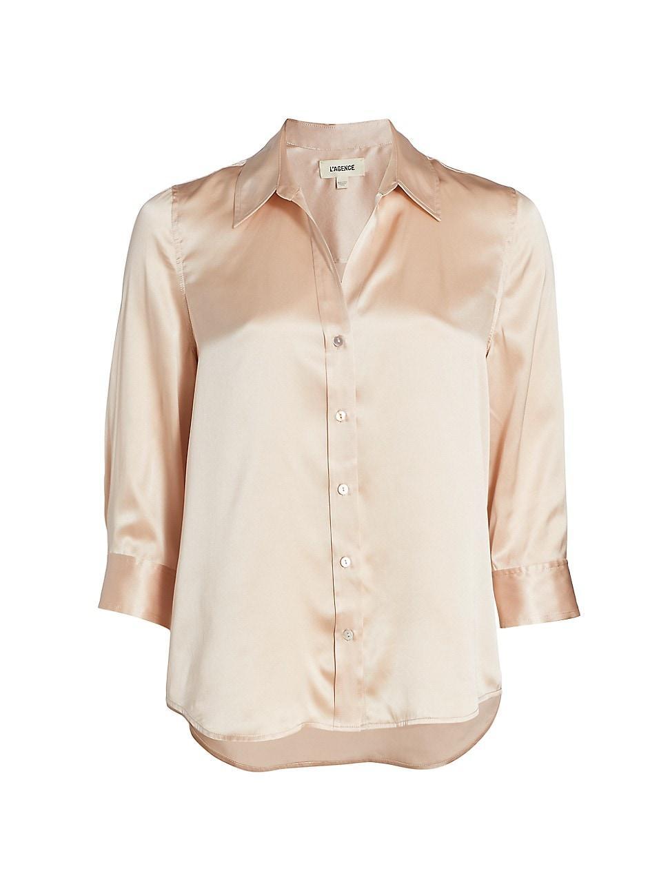 Womens Dani Three-Quarter Sleeve Silk Shirt Product Image