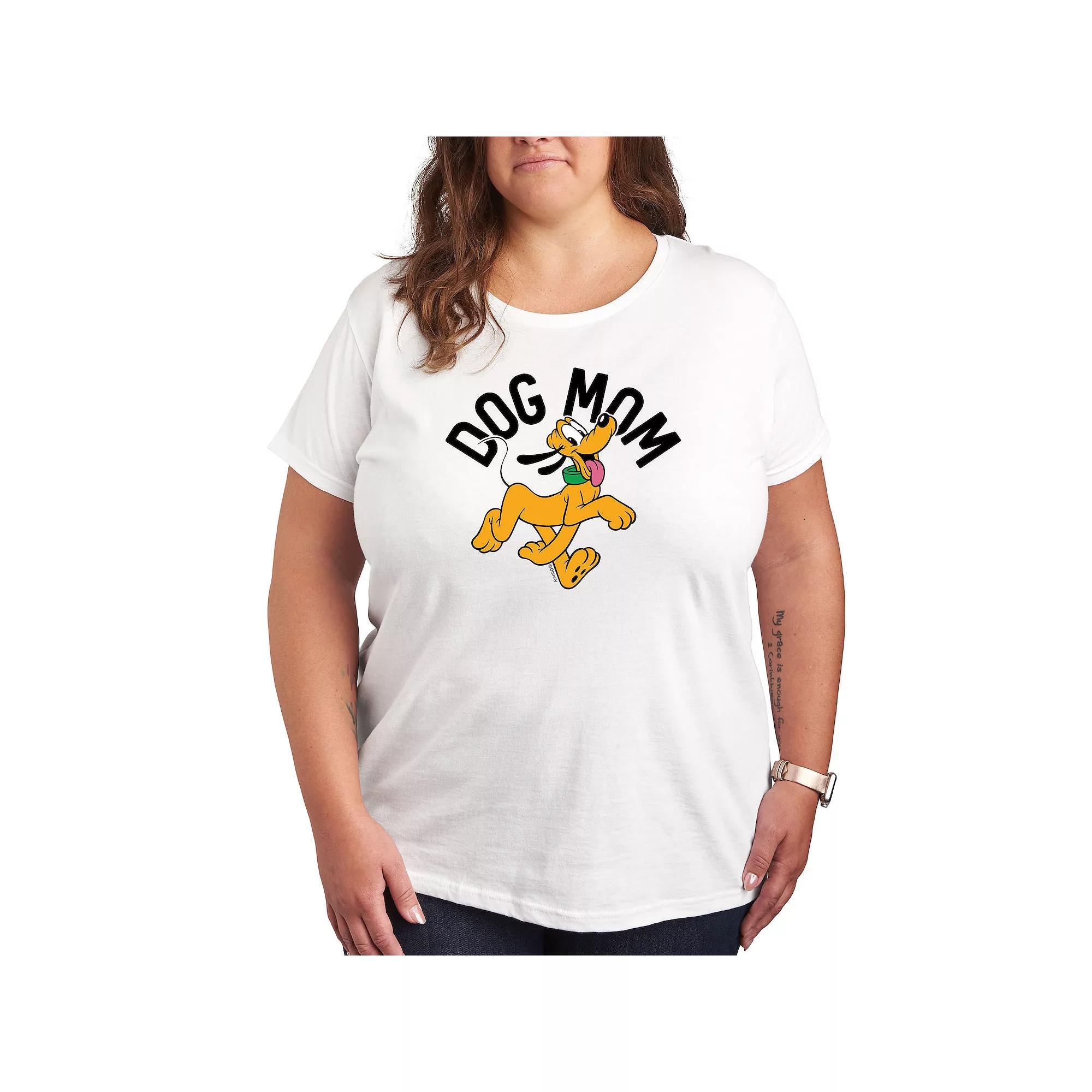 Disneys Pluto Plus Size Dog Mom Graphic Tee, Womens Product Image