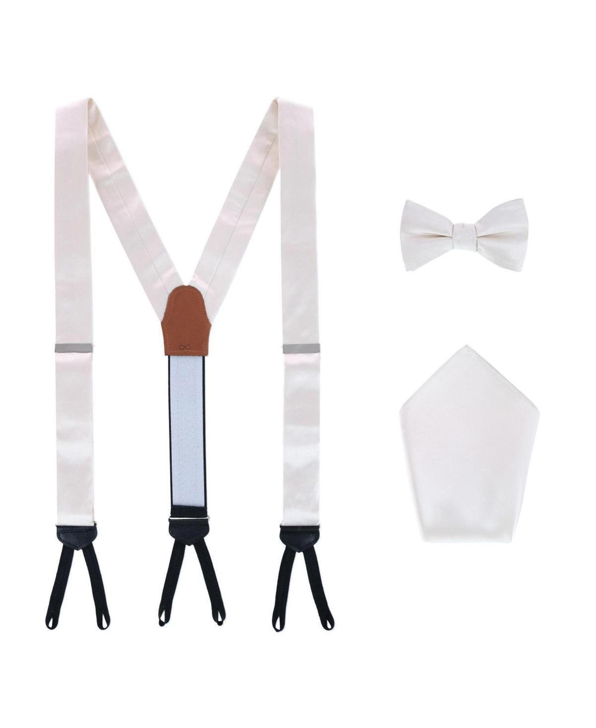 Trafalgar Mens Sutton Solid Color Silk Brace Bow Tie & Pocket Square Combo Product Image