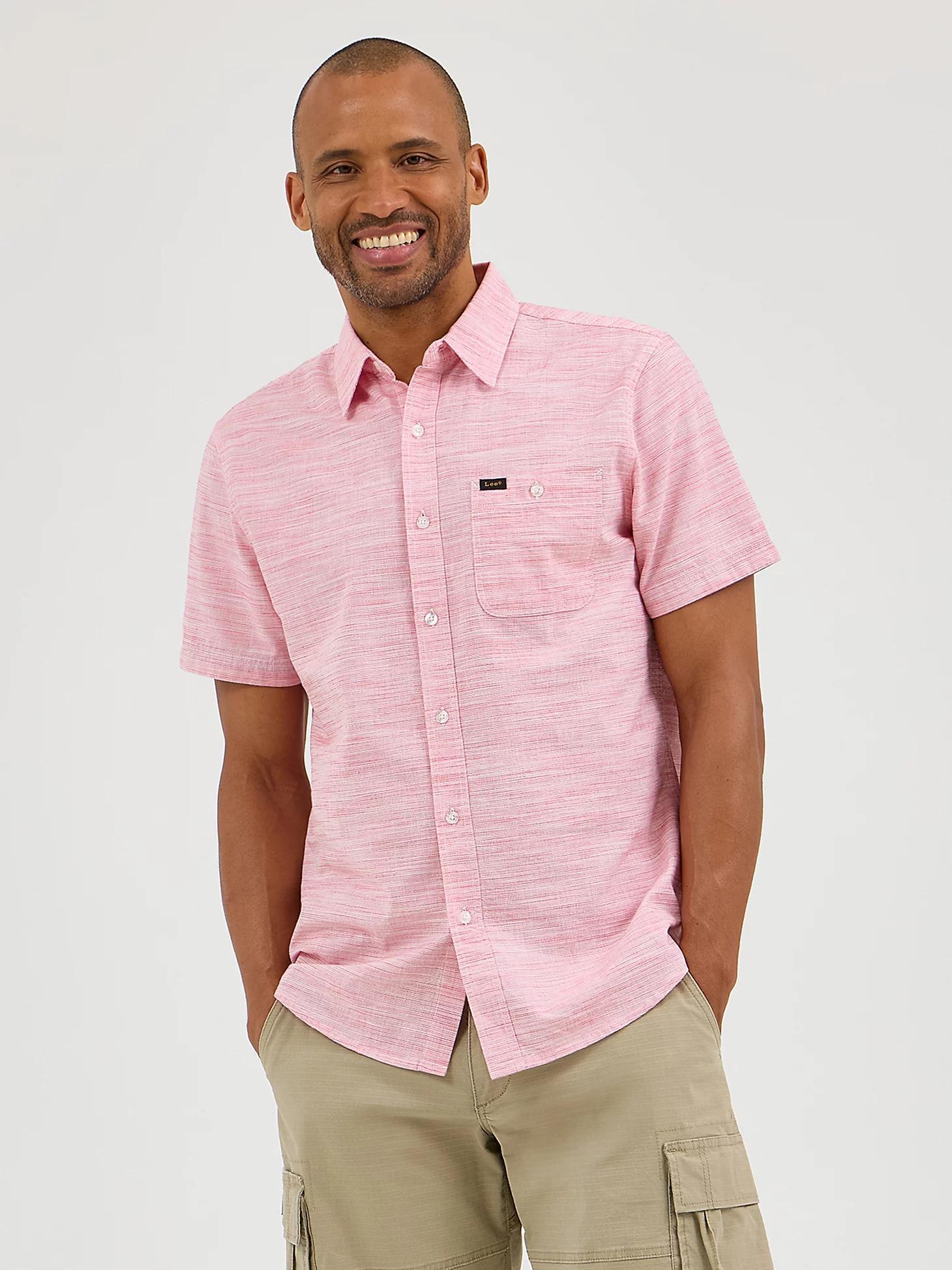 Men's Short Sleeve Solid Slub Button Down Shirt | Men's Tops & Tees | Lee® Product Image