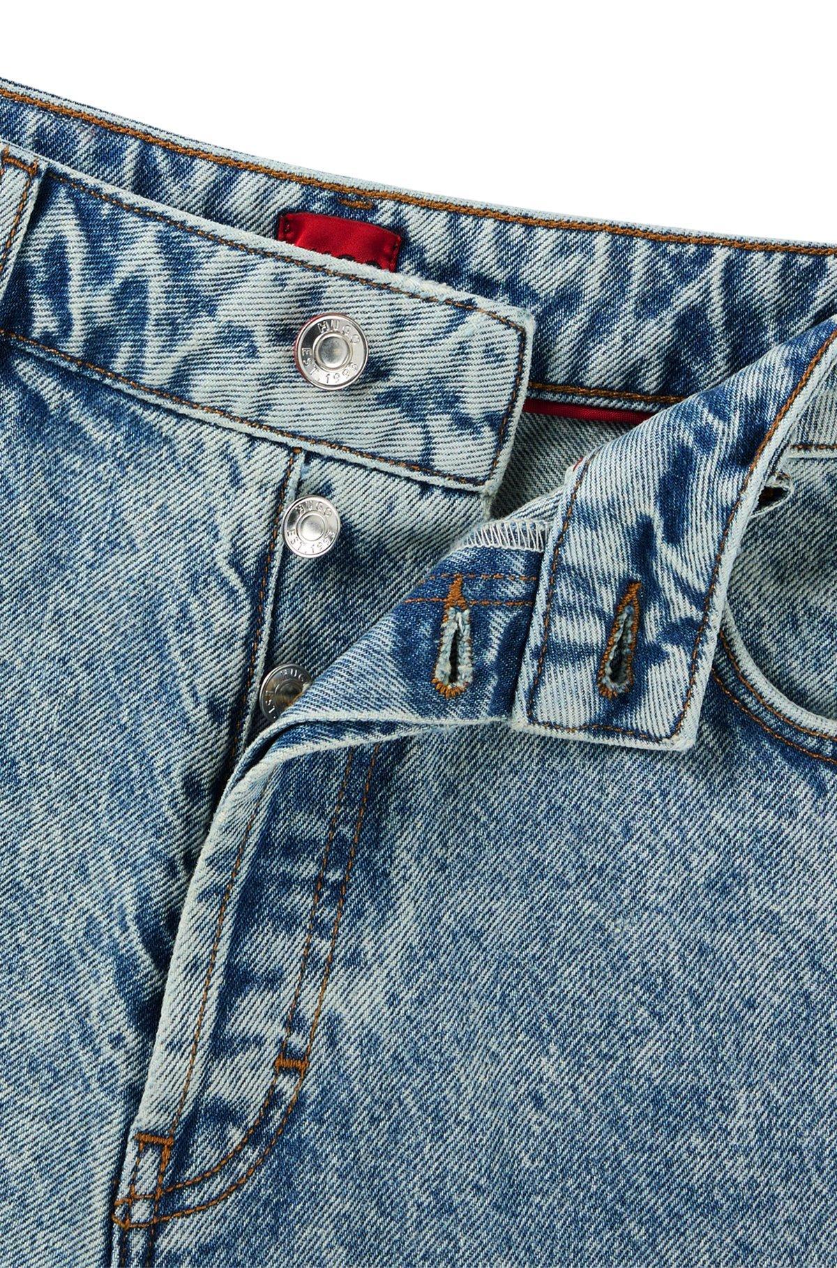 HUGO - Blue straight-fit jeans with wide leg - Dark Blue Product Image