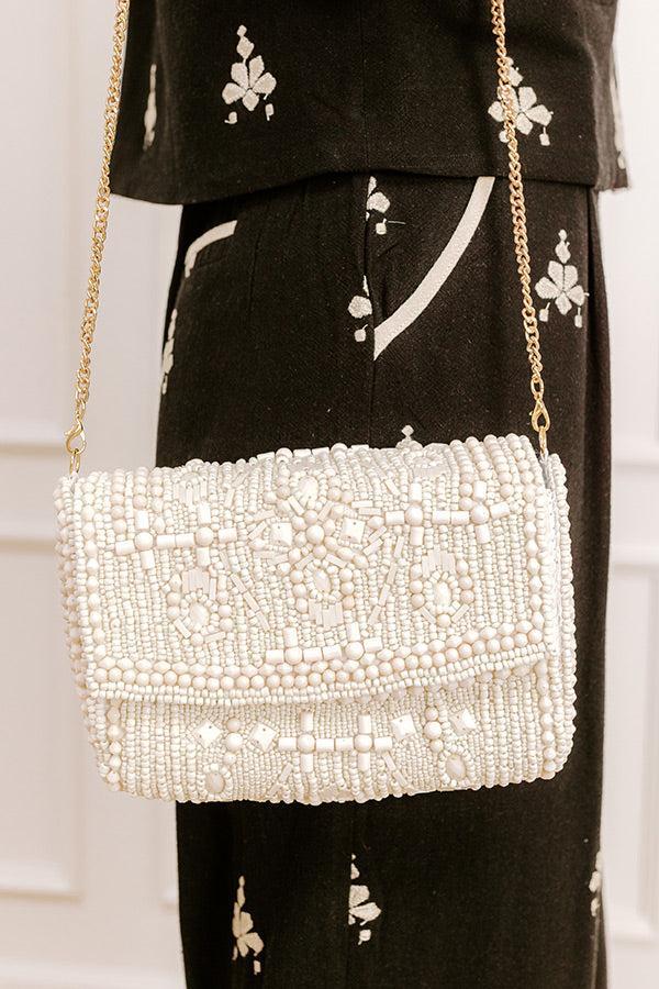 Vacay Mode Embellished Purse in White Product Image
