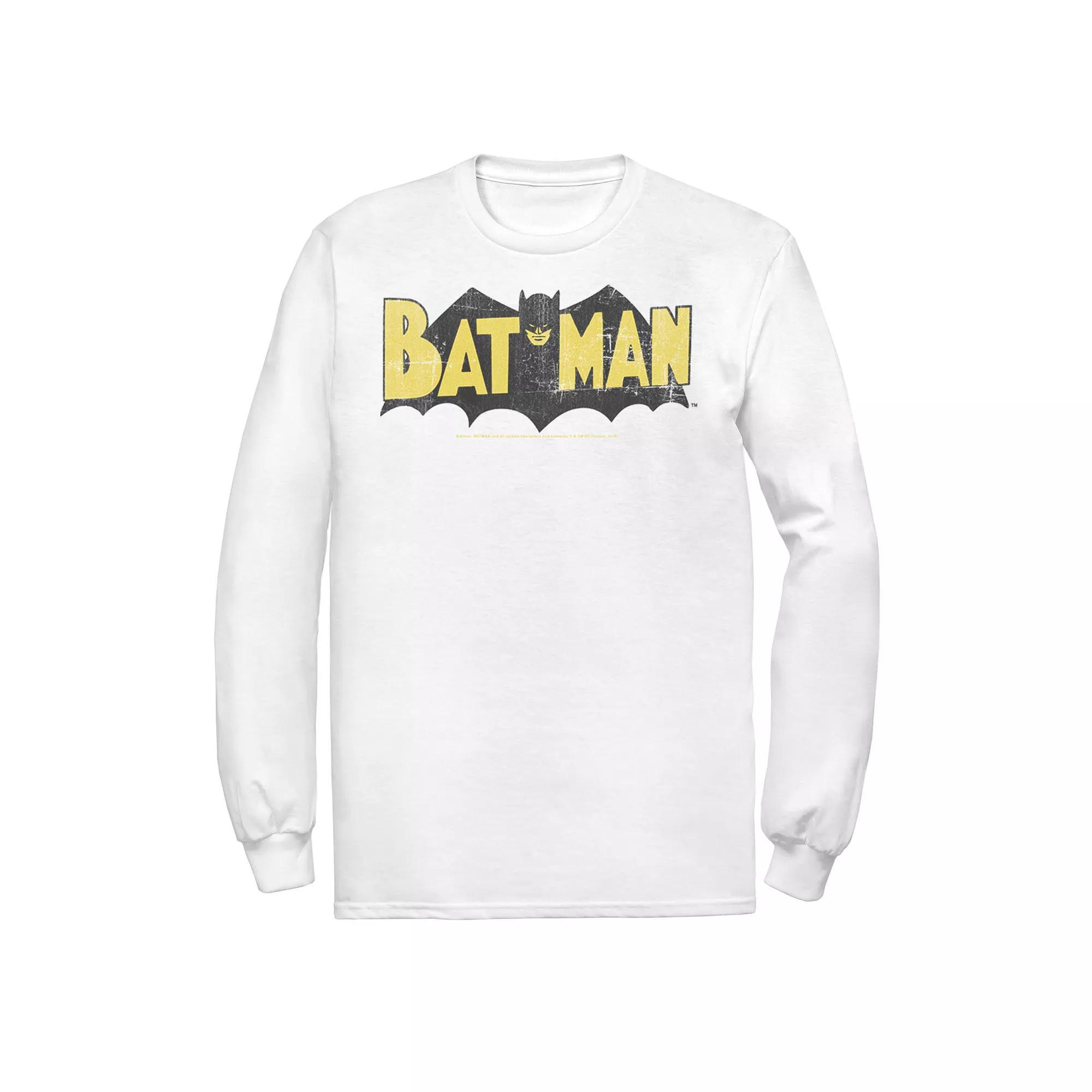 Men's DC Comics Batman Large Block Text Logo Tee, Size: Small, White Product Image
