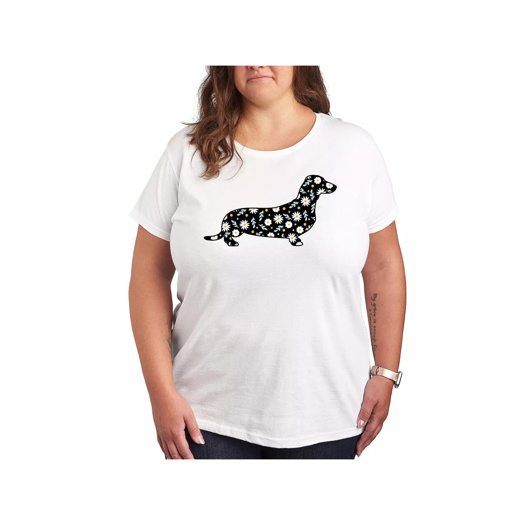 Plus Daisy Fill Dachshund Graphic Tee, Womens Product Image