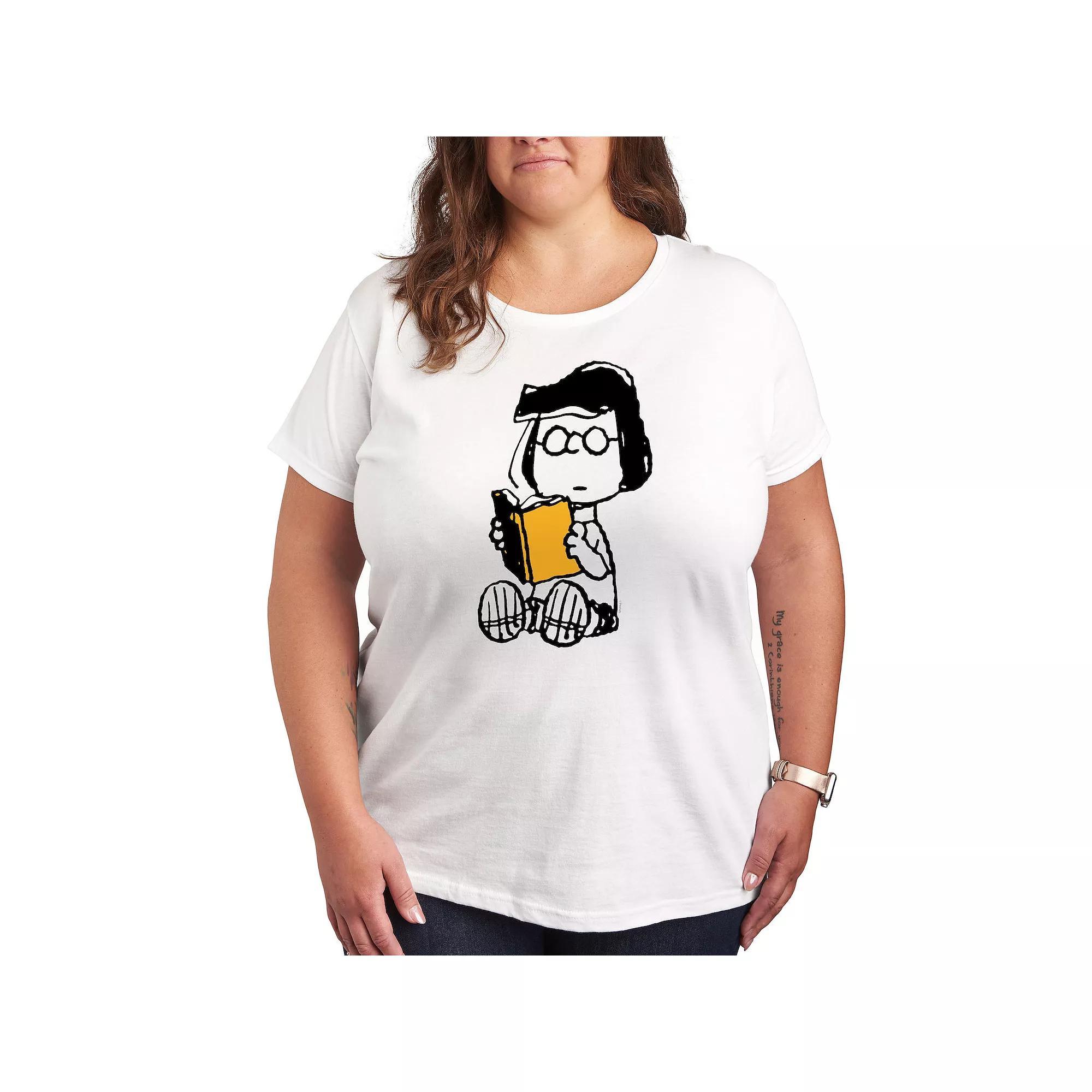 Plus Peanuts Marcie Reading Graphic Tee, Womens Product Image