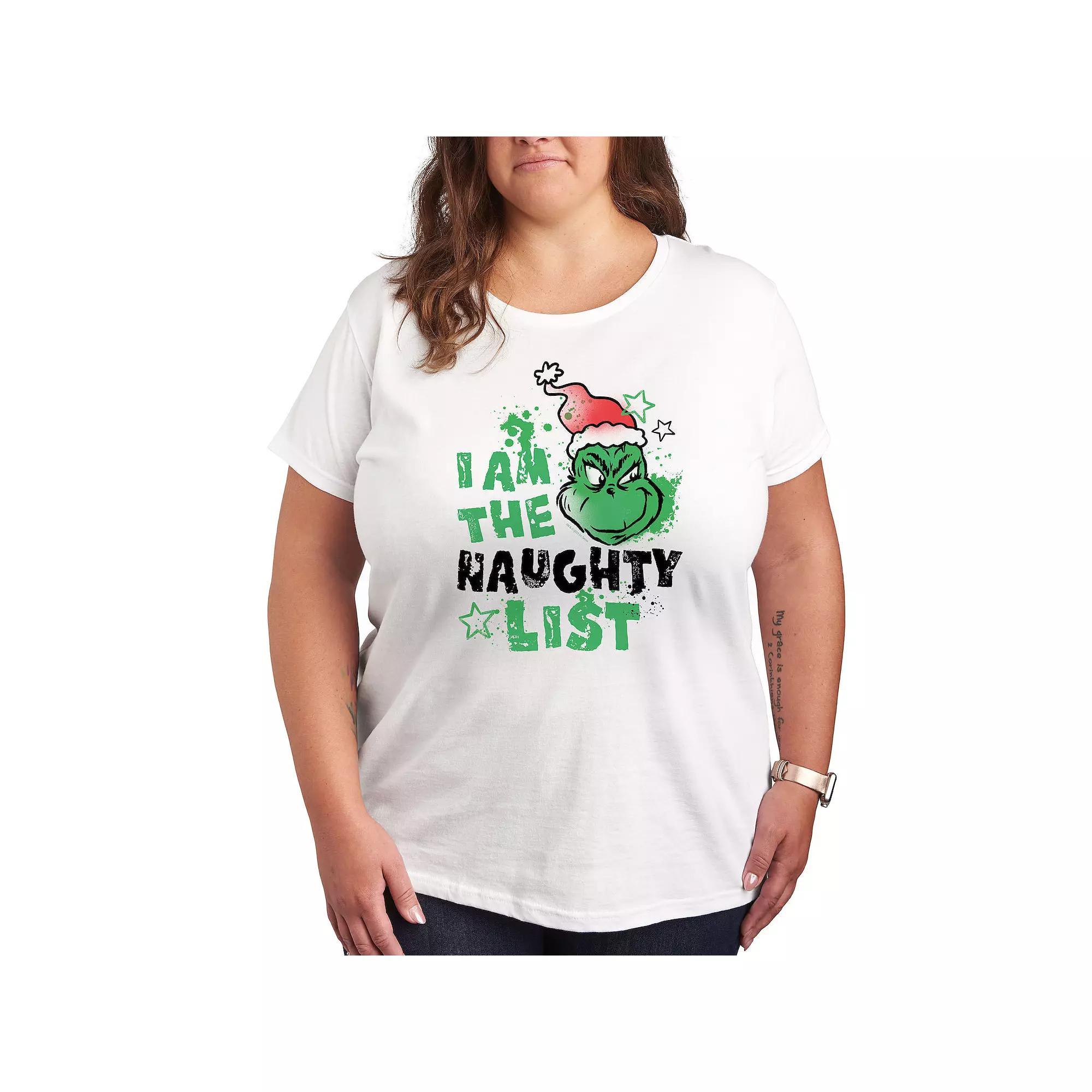 Plus Dr. Seuss The Grinch Naughty List Graphic Tee, Womens Product Image