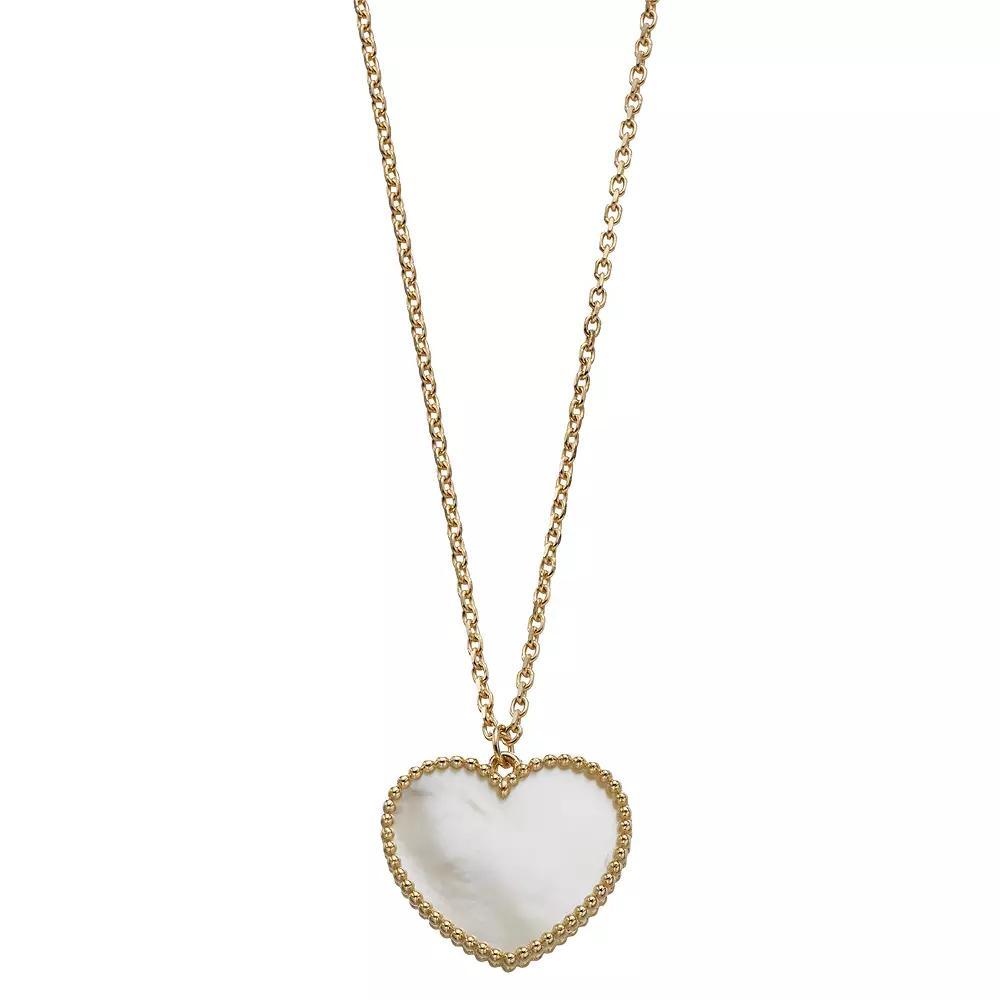 14k Gold Mother-of-Pearl Heart Pendant Necklace, Women's, Size: 18" Product Image