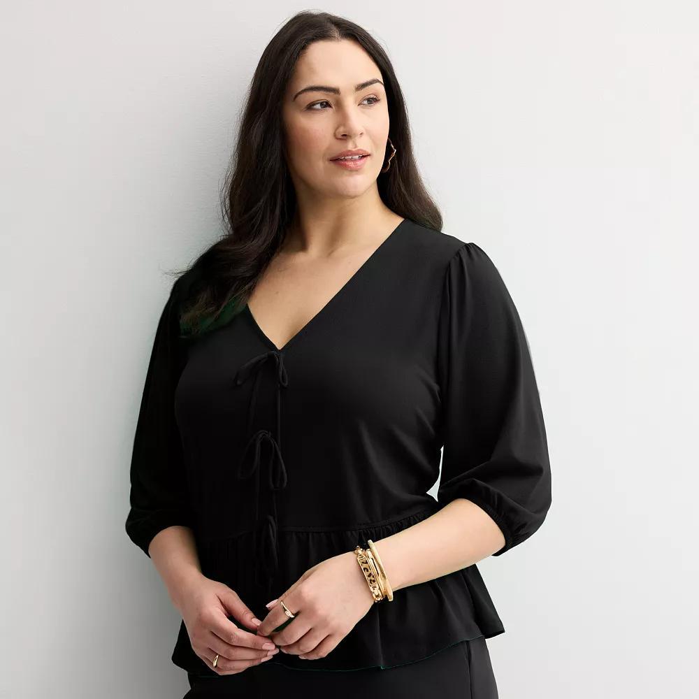 Plus Size INTEMPO™ Tie Front Top, Women's, Size: 2XL, Black Product Image