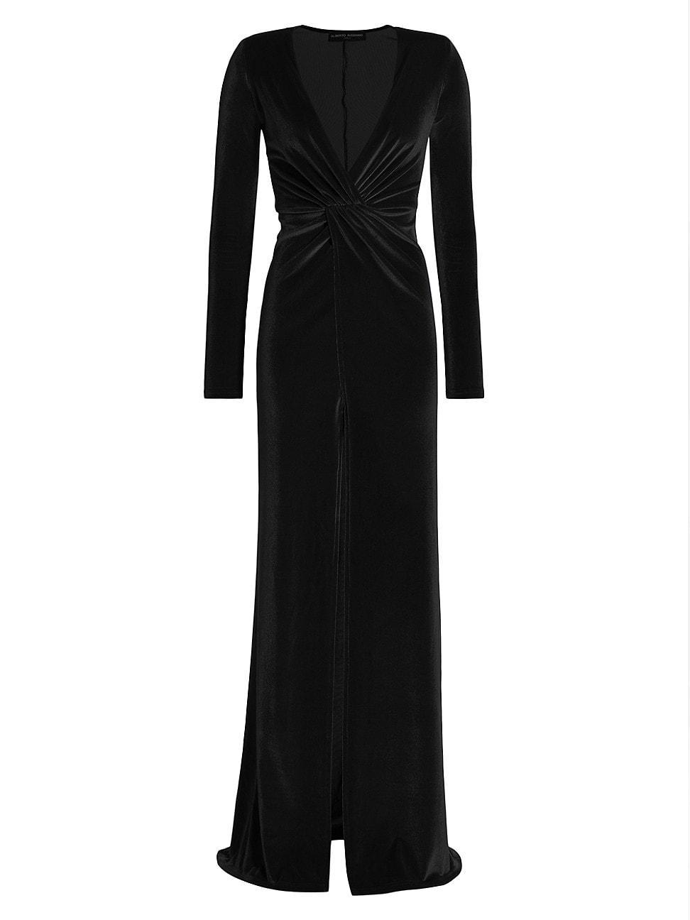 Womens Misse Long-Sleeve Velvet Gown Product Image