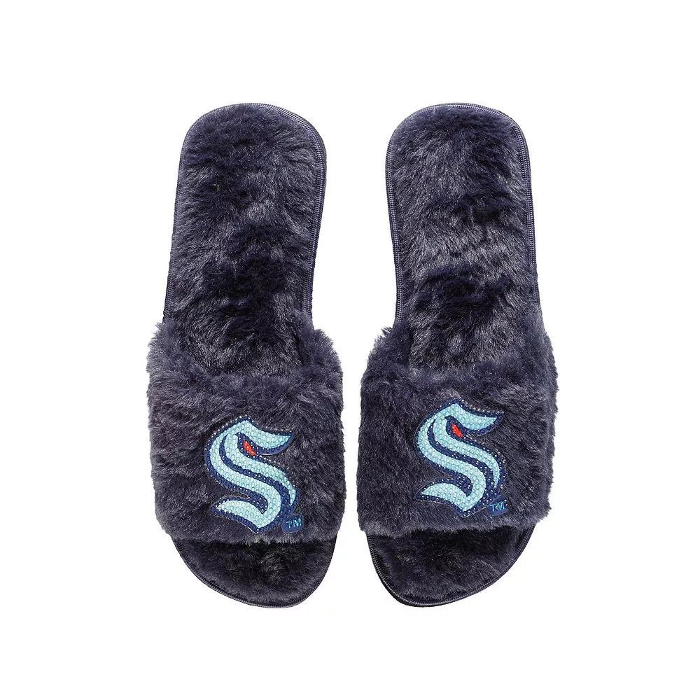 Women's FOCO Deep Sea Blue Seattle Kraken Rhinestone Fuzzy Slippers, Size: XL, Krk Blue Product Image