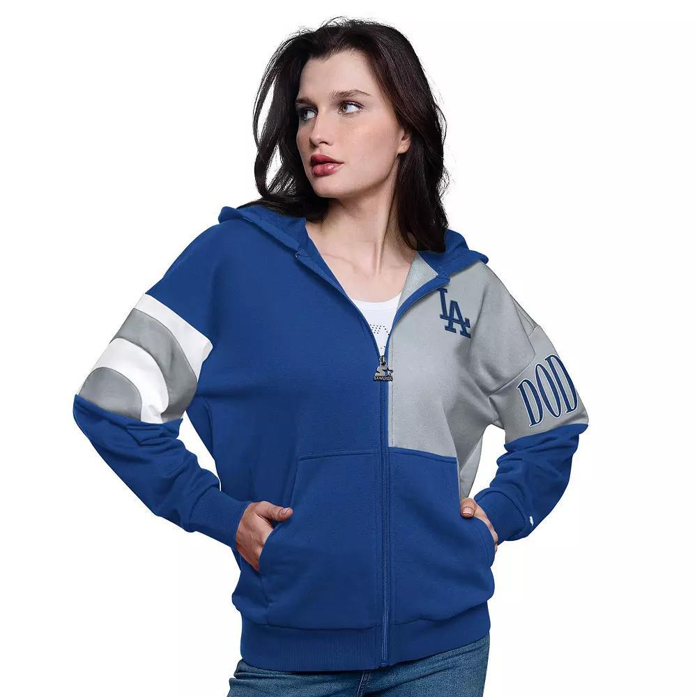 Women's Starter Royal/Gray Los Angeles Dodgers Curve Ball Full Zip Hoodie Sweatshirt, Size: Medium, Blue Product Image