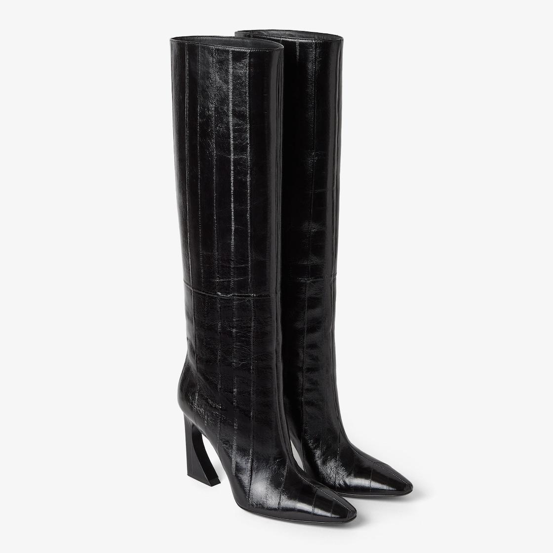 Fendi Arco Black hagfish leather boots Product Image