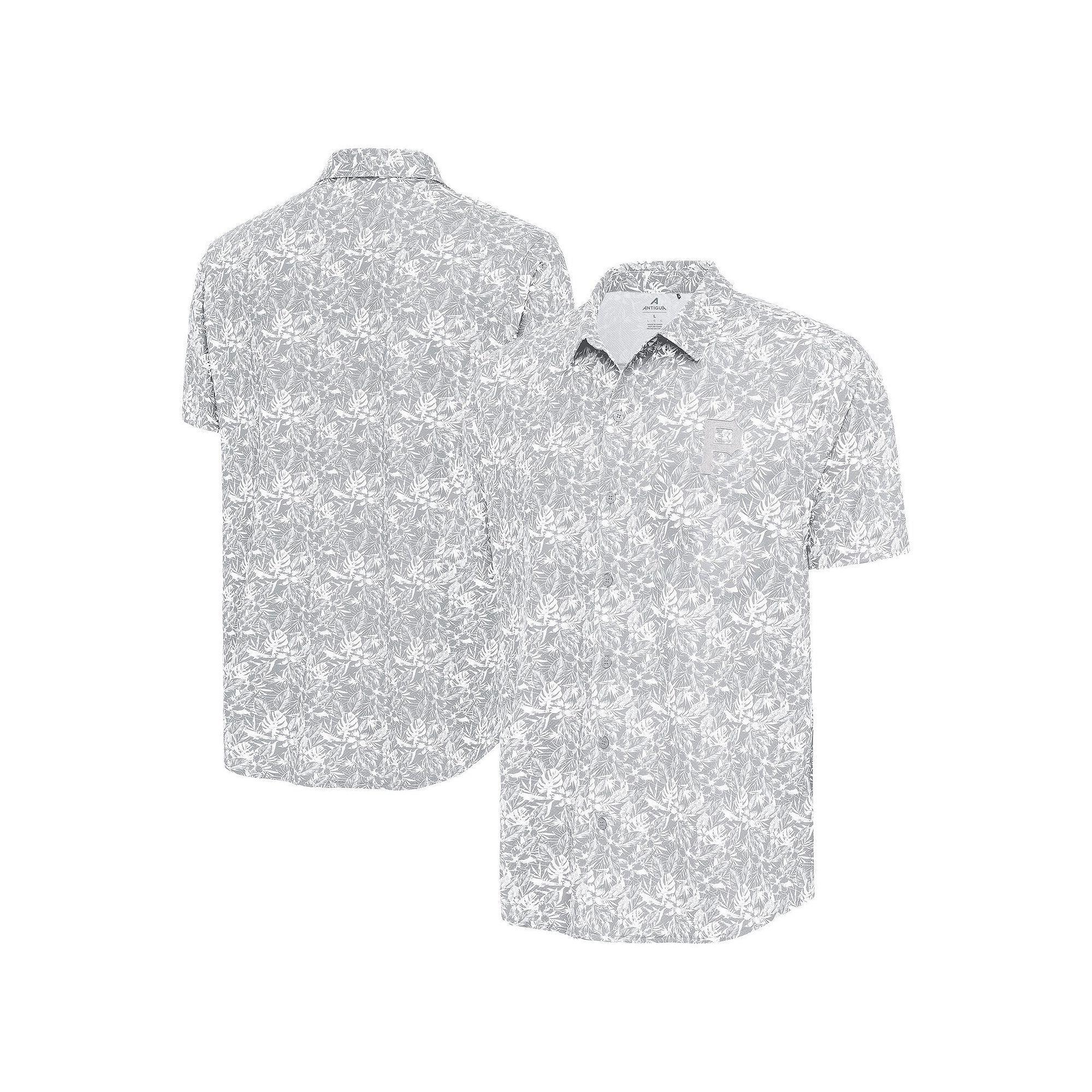 Men's Antigua Gray Pittsburgh Pirates Resort Button-Up Shirt, Size: Medium, Grey Product Image