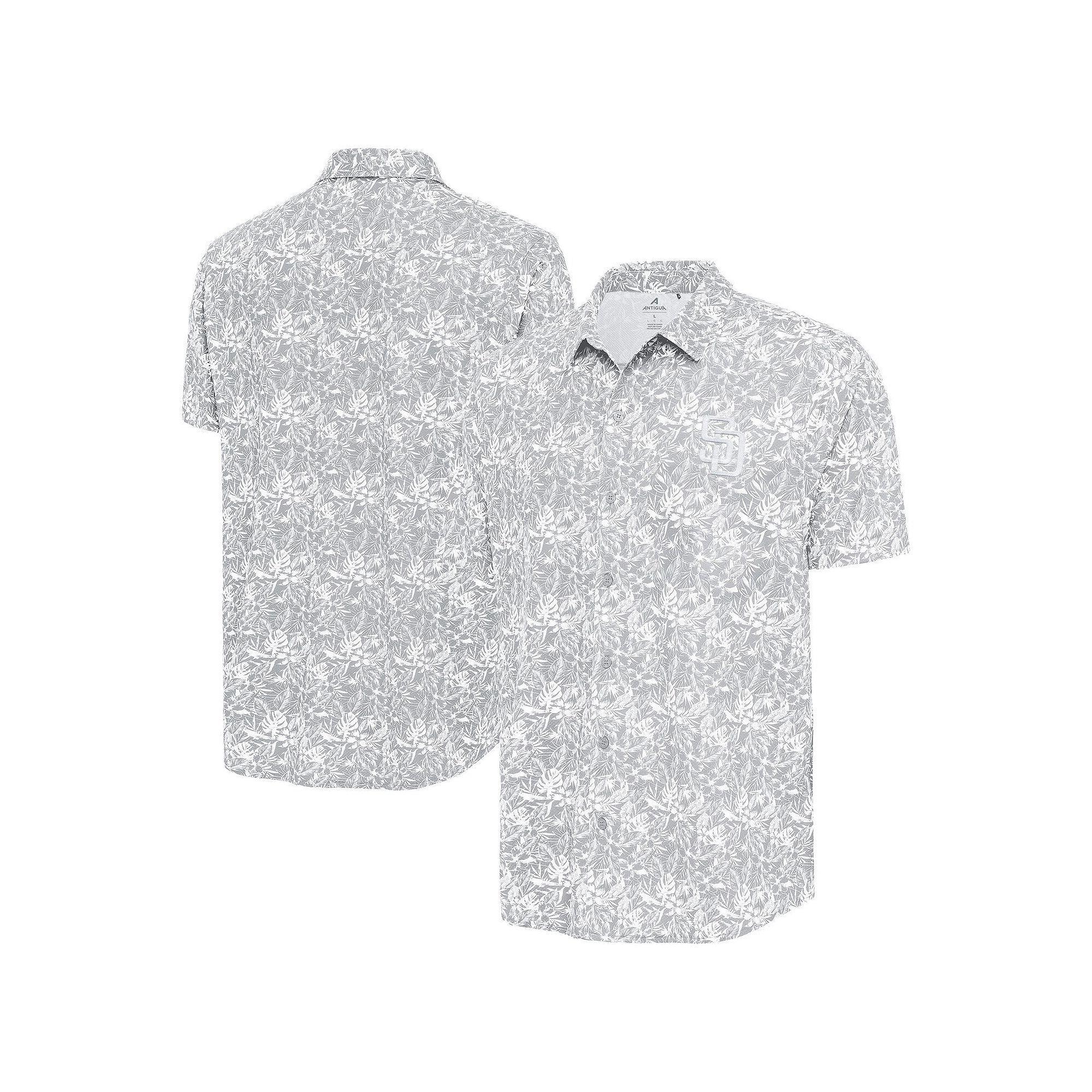 Men's Antigua Gray Pittsburgh Pirates Resort Button-Up Shirt, Size: Medium, Grey Product Image