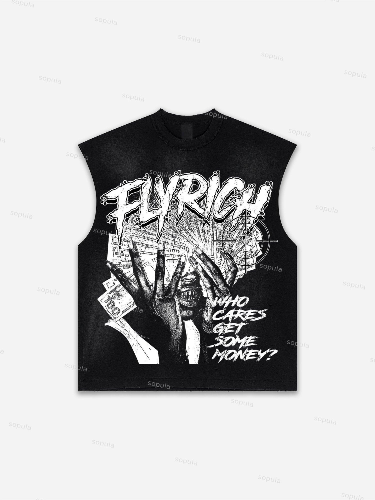 Future World Brainstorming Graphic Print Distressed Tank Top Product Image