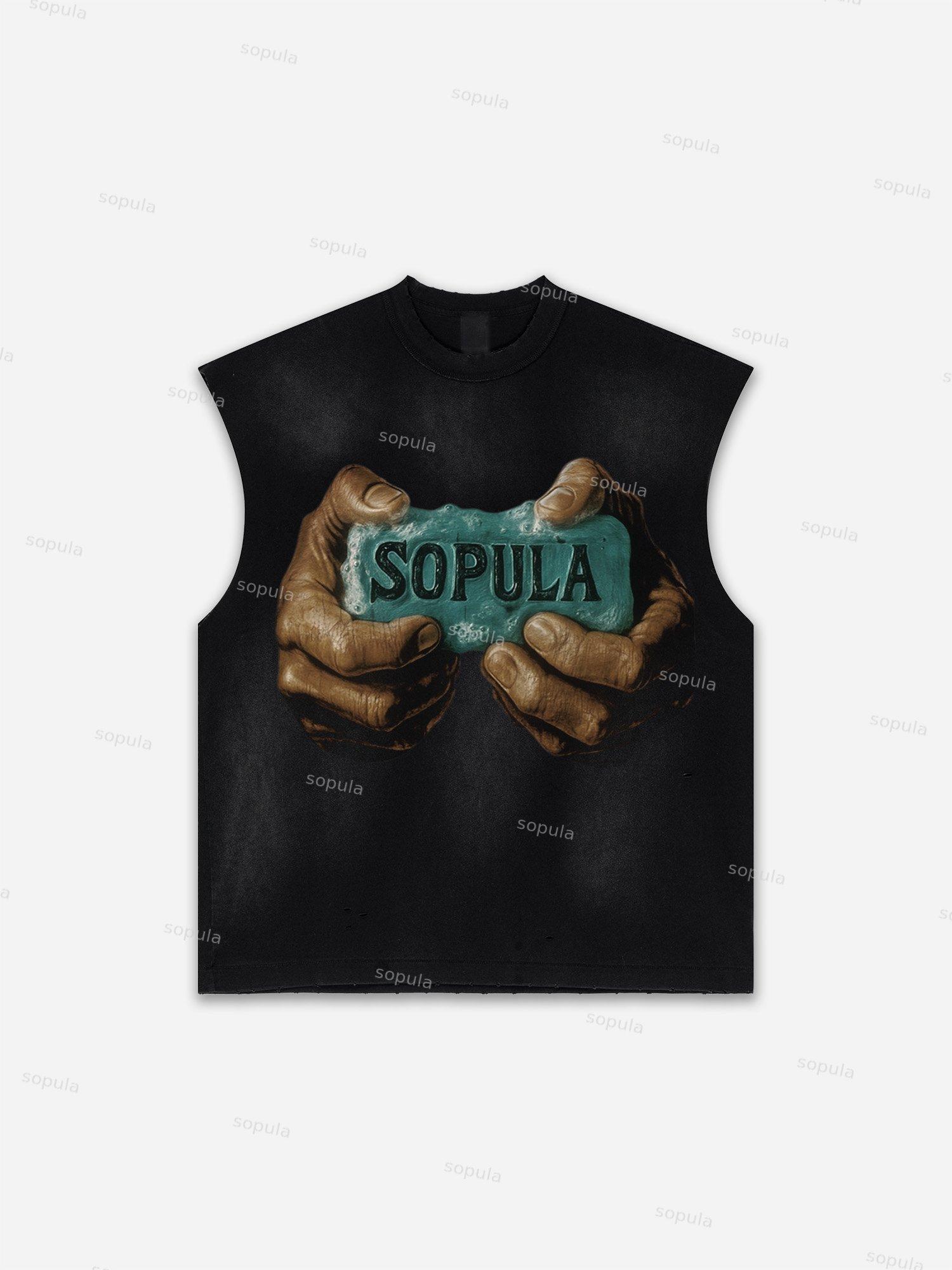 Future World Brainstorming Graphic Print Distressed Tank Top Product Image