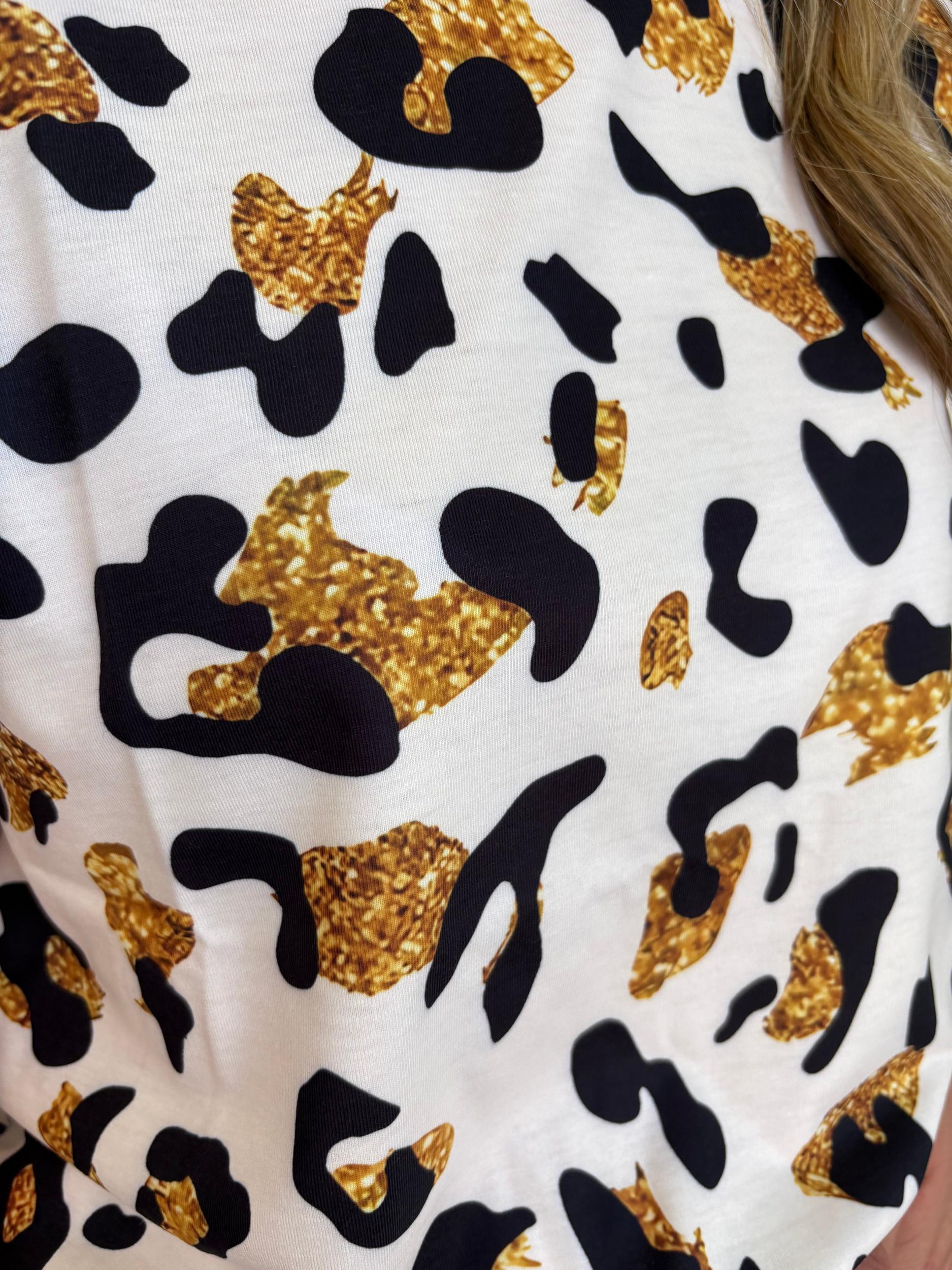 Gold Shimmer Leopard Printed Top Product Image