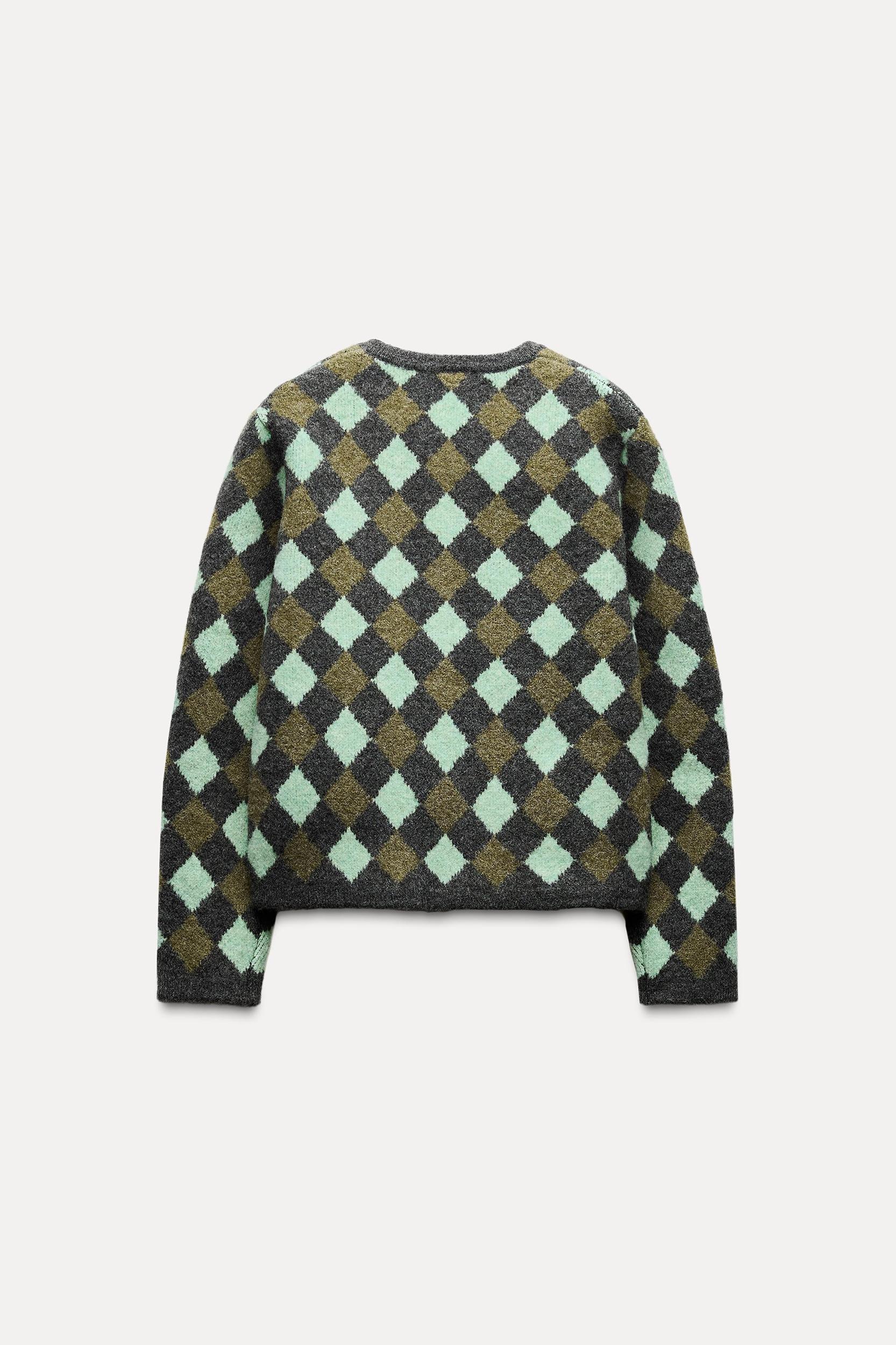 ARGYLE KNIT JACQUARD CARDIGAN Product Image