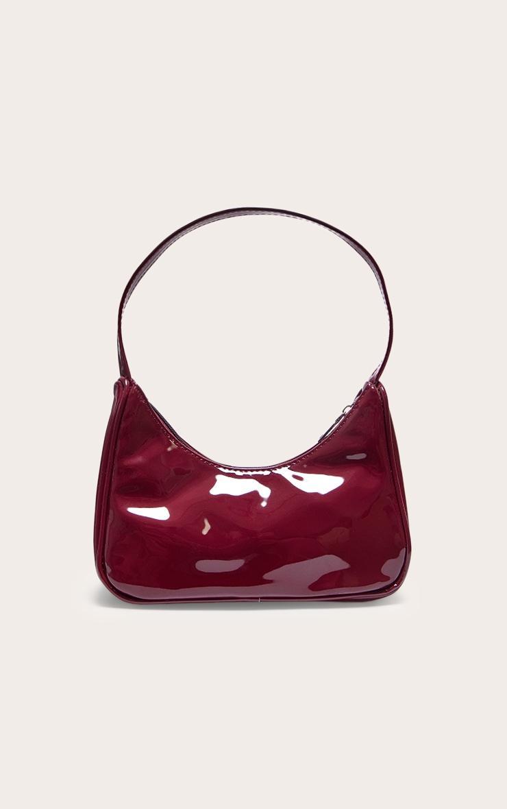 Burgundy Patent PU Basic Shoulder Bag Product Image