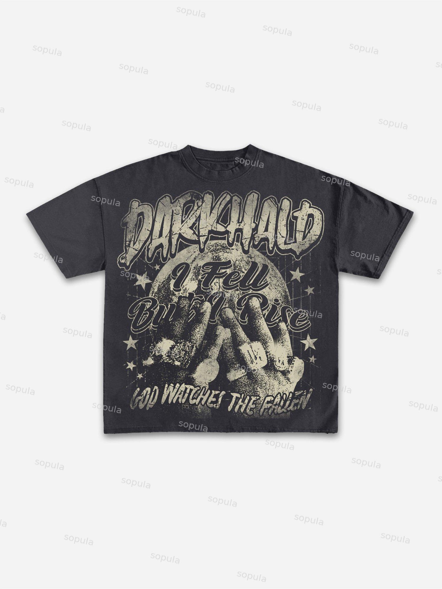 I Fell, But I Rise Street Religion Vintage Graphic Cotton T-shirt Product Image