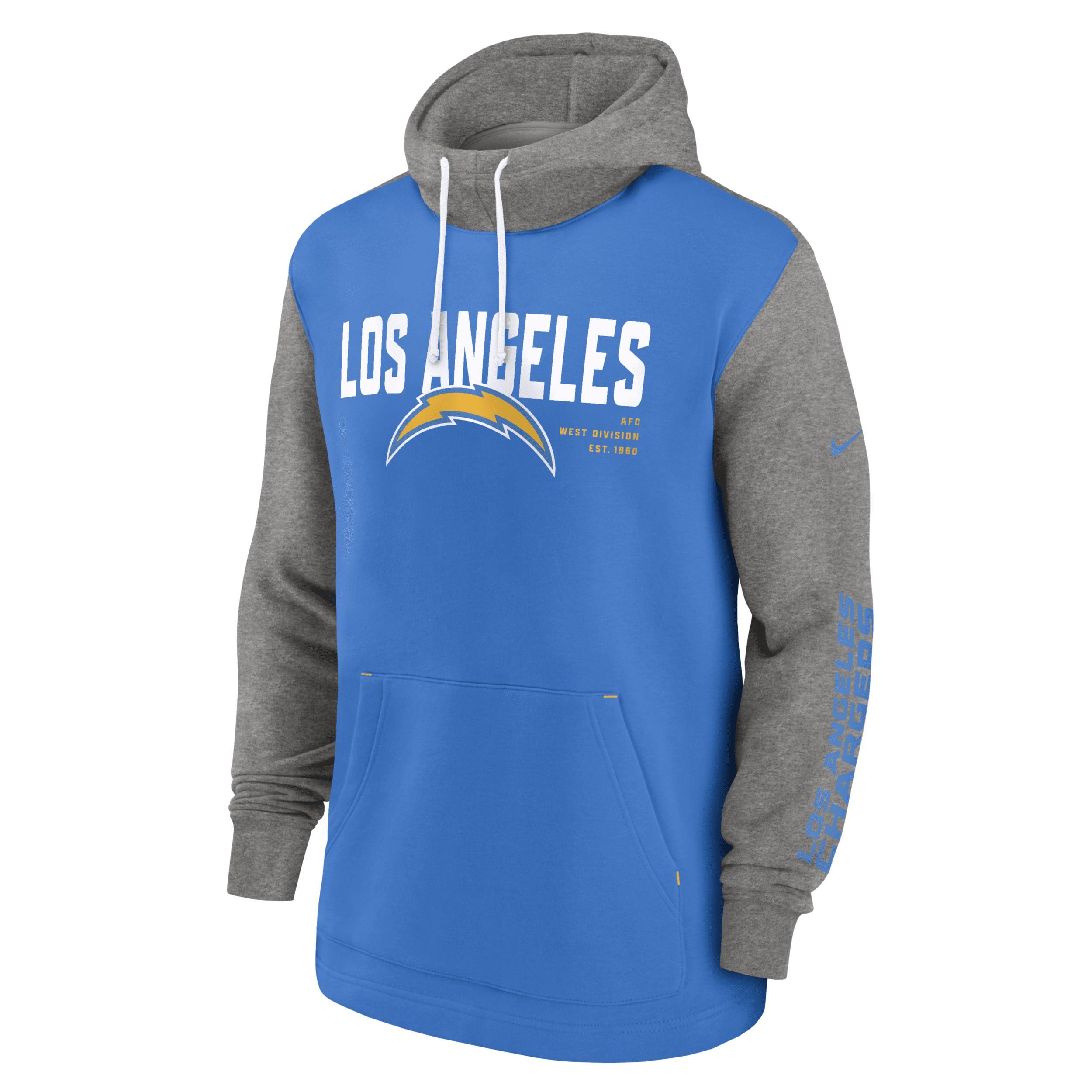 Men's Nike Powder Blue Los Angeles Chargers Fashion Color Block Pullover Hoodie, Size: 3XL, Light Product Image