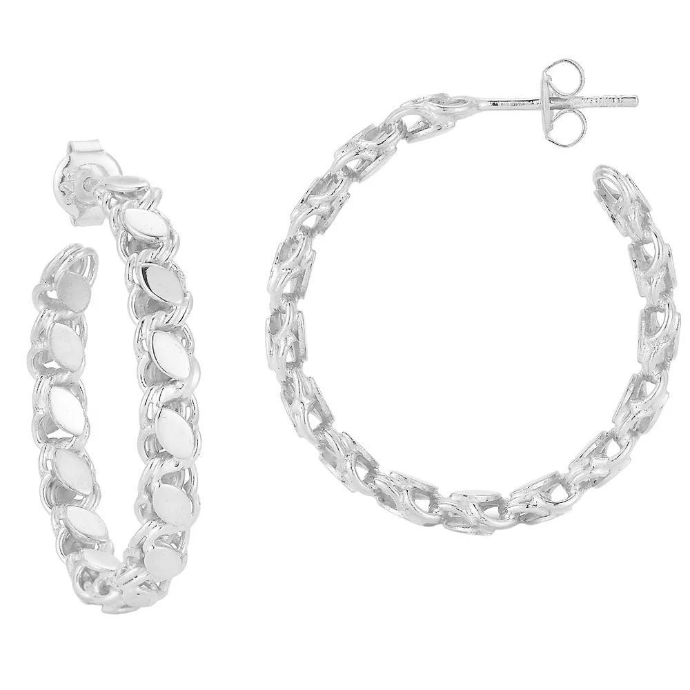 Sunkissed Sterling 14k Gold Over Silver Textured Large Hoop Earrings, Women's, Silver Tone Product Image