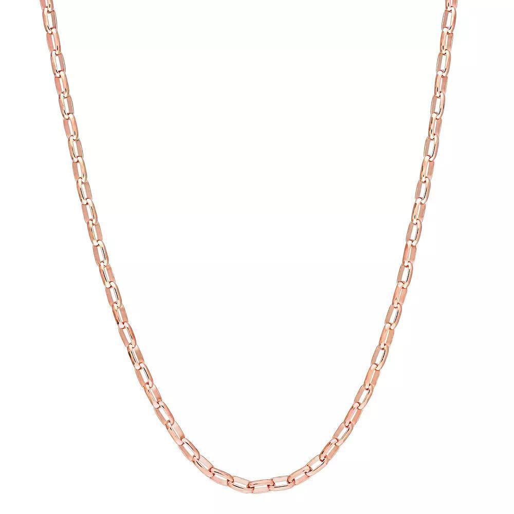 Stella Grace Sterling Silver 2 mm Fancy Rectangular Rolo Chain Necklace, Womens 18k Pink Plated Product Image
