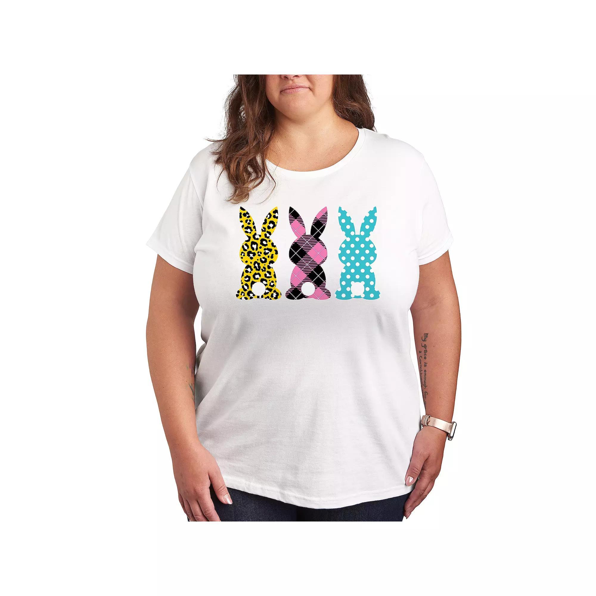 Plus Size Patterned Bunnies Graphic Tee, Womens Product Image