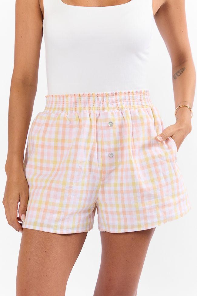 Keep It Brief Pink and Yellow Multi Gingham Boxer Shorts Product Image