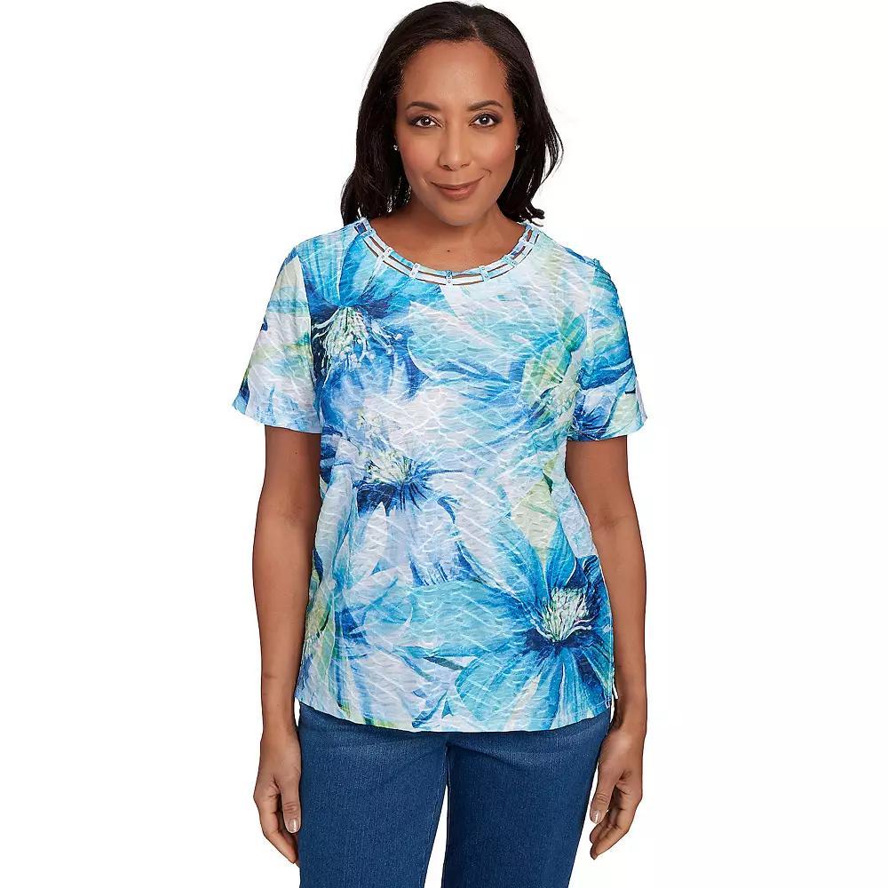 Women's Alfred Dunner Dramatic Blue Floral Tee, Size: XL Product Image