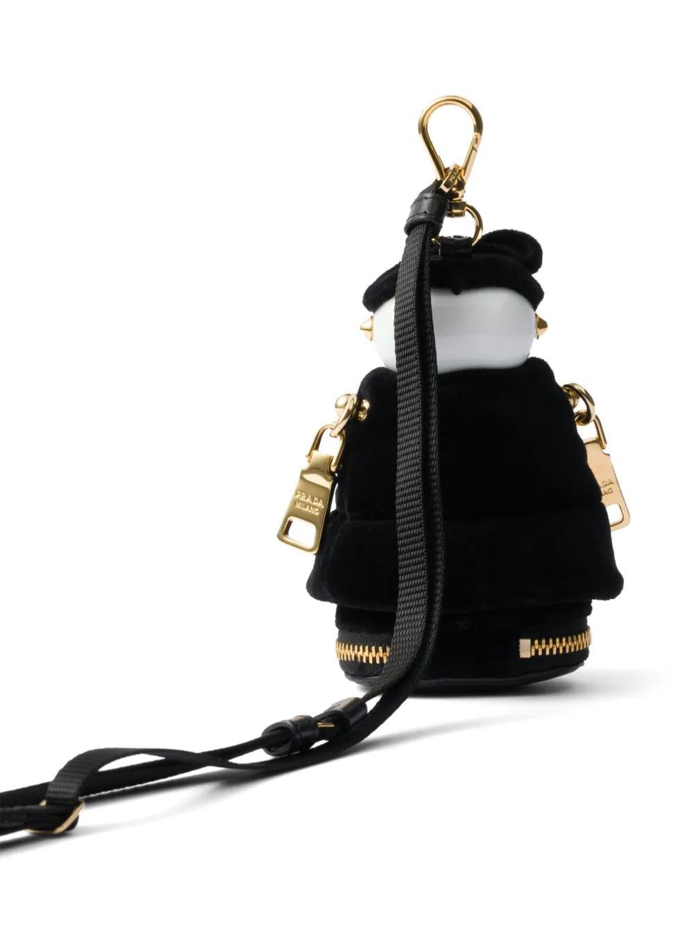 PRADA Logo-plaque Robot Bag Charm In Black Product Image