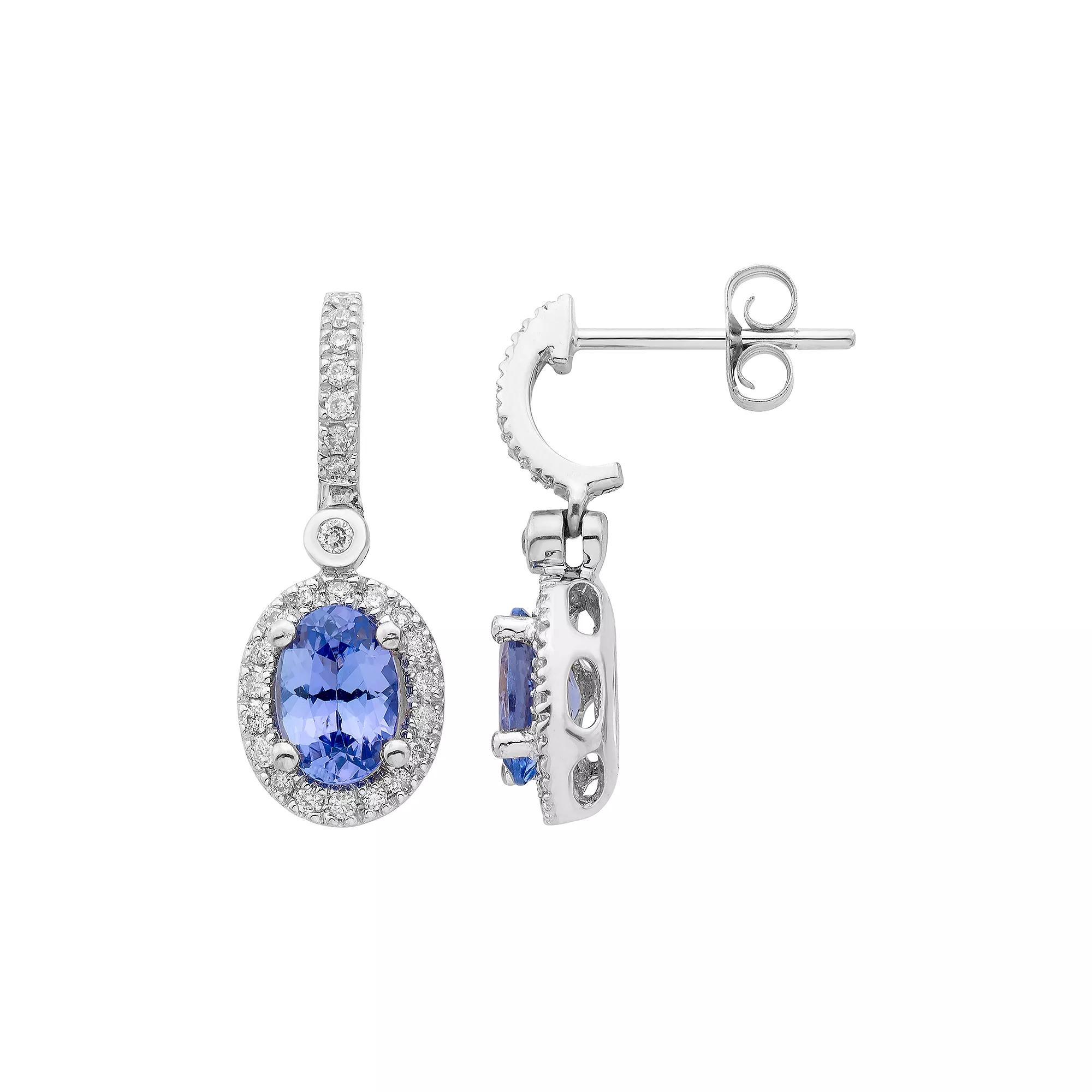 14k Rose Gold Tanzanite & 1/4 Carat T.W. IGL Certified Diamond Oval Earrings, Womens, White Product Image