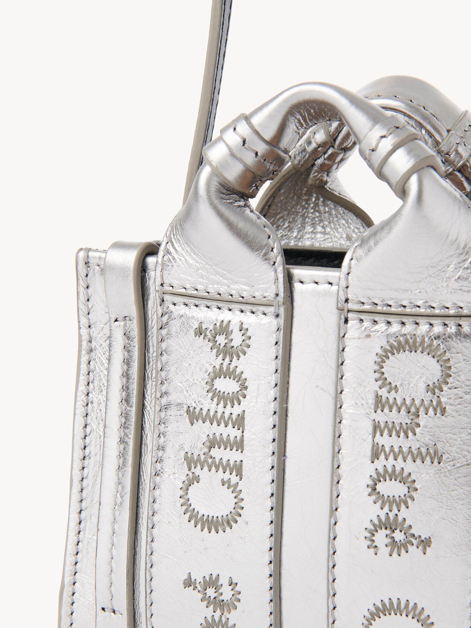 Nano Woody tote bag in metallized leather Product Image
