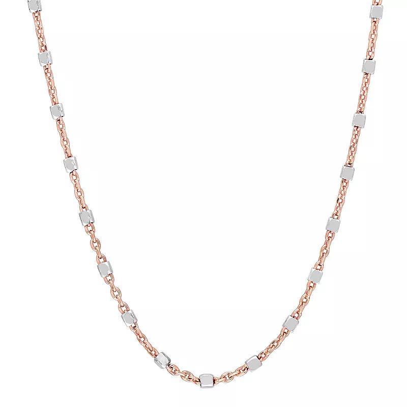 Stella Grace 18k Gold & Sterling Silver Bead Chain Necklace, Womens 18k Rose Gold Tone Product Image