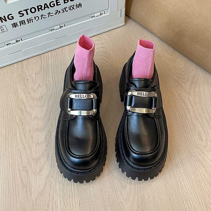 Platform Chunky Heel Loafers Product Image