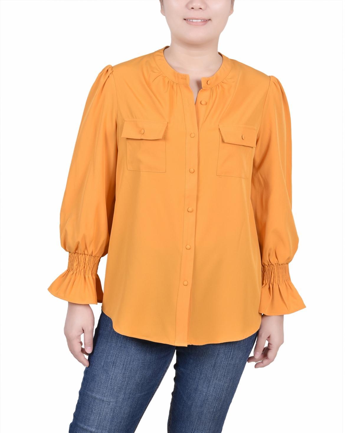 Ny Collection Womens Long Sleeve Y Neck Blouse Product Image