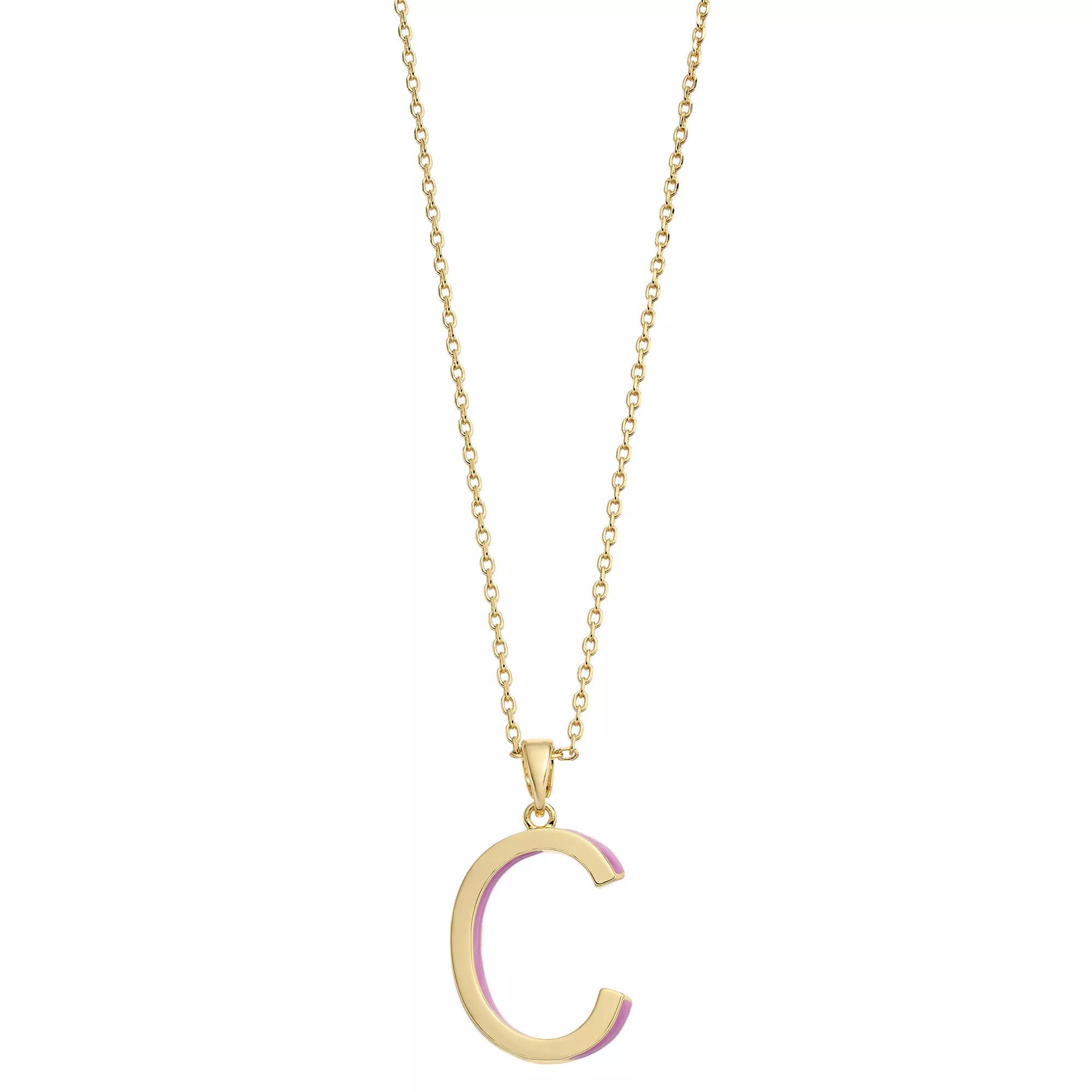 City Luxe Gold Tone Initial Charm Pendant Necklace, Womens Gold Tone C Product Image