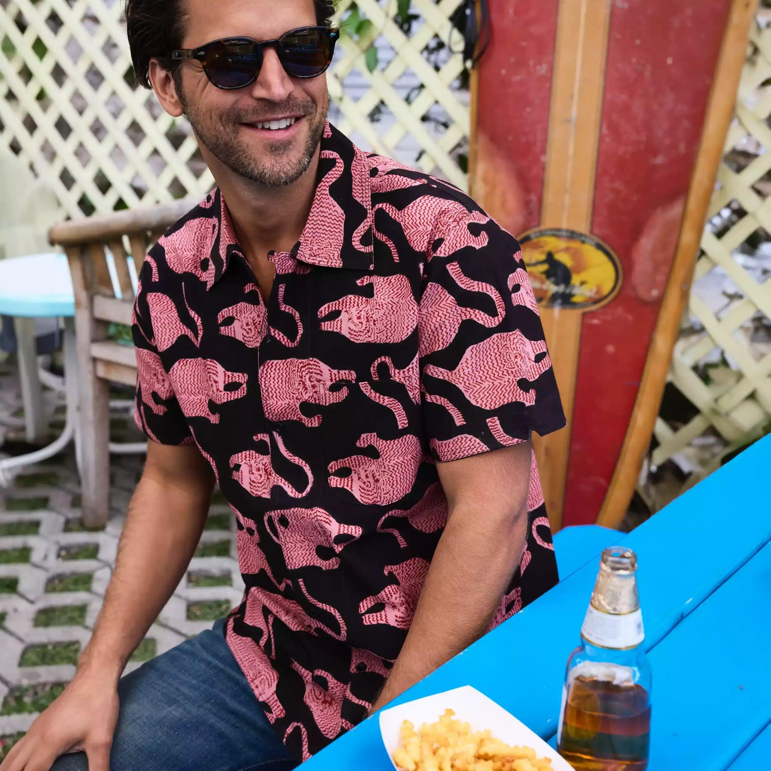 Tiger Block Print Shirt - Black Product Image