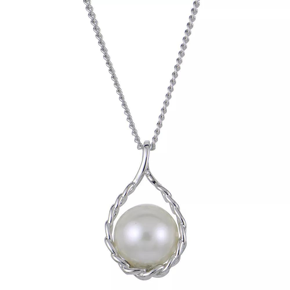 PearLustre by Imperial Sterling Silver Freshwater Cultured Pearl Twisted Wire Look Pendant Necklace, Womens Product Image
