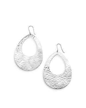 Womens Classico Crinkle Sterling Silver Large Open Teardrop Earrings Product Image